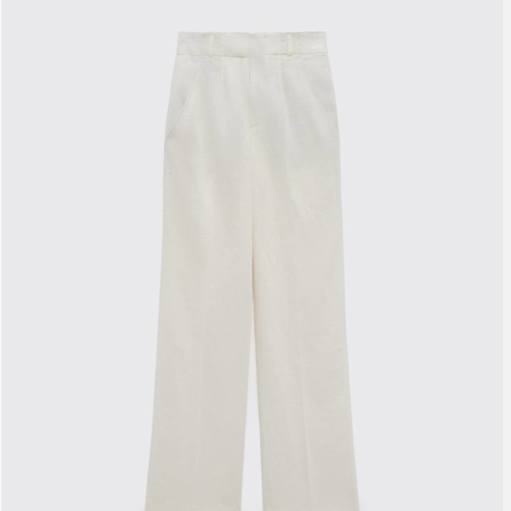 NWT ZARA Oyster White Linen Women's Pantsuit - Large - Picture 2 of 8